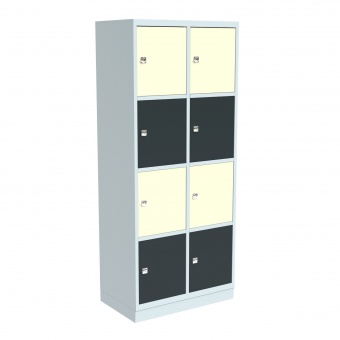 Schließfachschrank aus Stahl, 195 cm hoch, 62x50 cm (B/T), 8 Fächer, 2-spaltig, Schließfachschrank aus Stahl, 195 cm hoch, 62x50 cm (B/T), 8 Fächer, 2-spaltig,